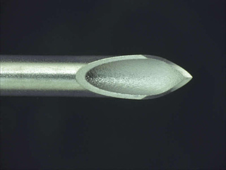 Processing example: Lancet point tip bending needle