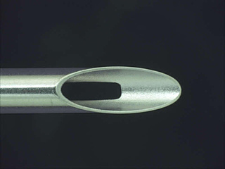 Processing example: Flat dull needle with hole