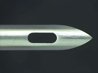 Machining example: Punched holes (artificial dialysis AVF needle)-Back view